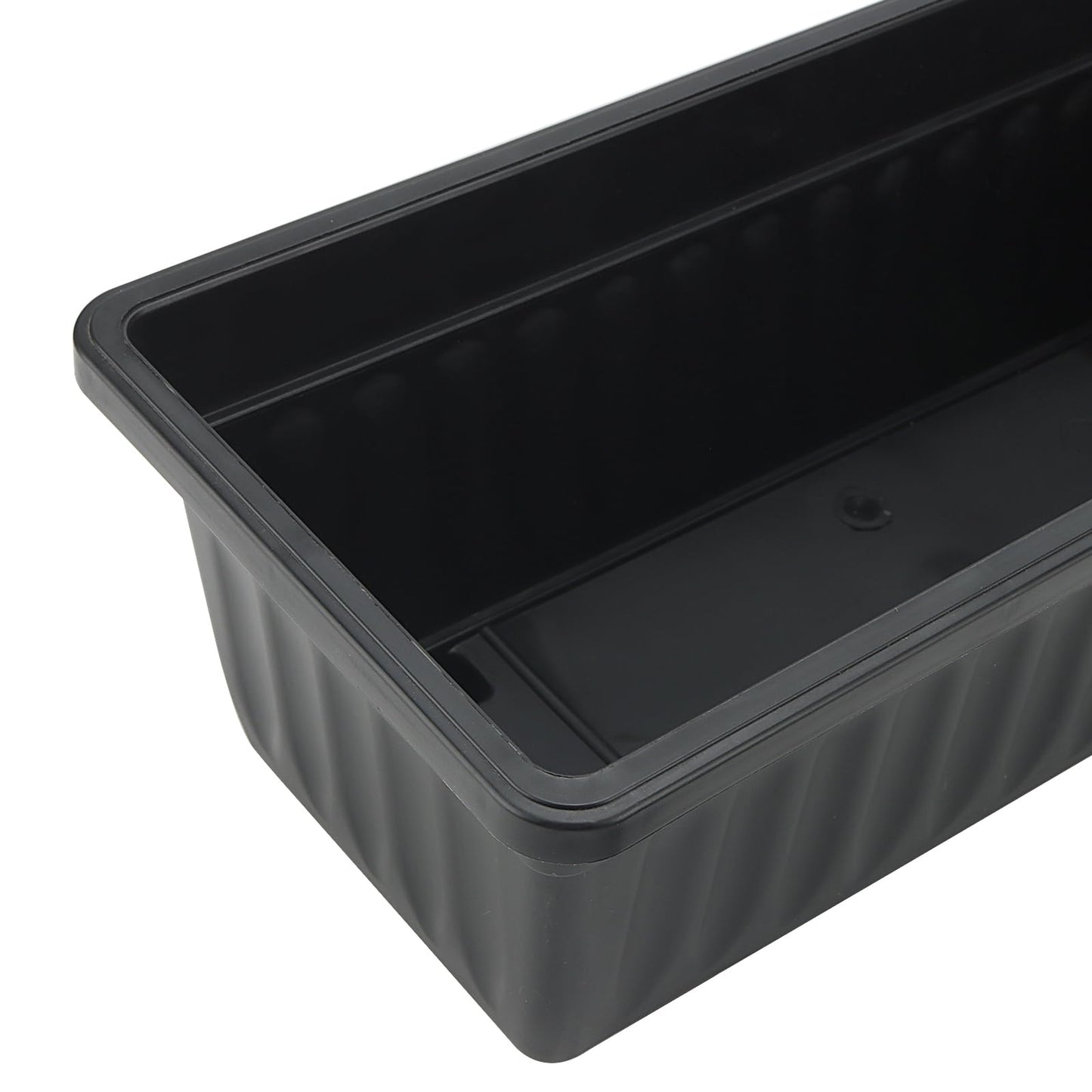 ZOENHOU 6 Pack 43cm Flower Window Box, 17 Inch Rectangular Plastic Window Box Planter with Trays and 30 Green Labels for Windowsill, Patio, Garden, Home Décor, Porchm, Black