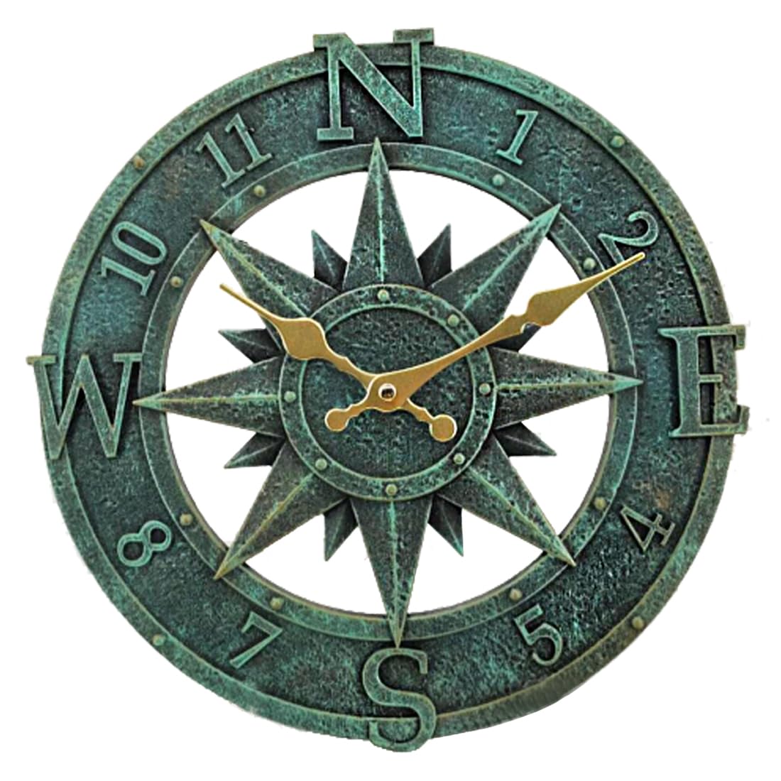 Taodyans Outdoor Wall Clock 30cm Outside Waterproof Garden Clock Quartz Battery Operated Round Clocks Retro Home Kitchen Living Room Decor Clocks -Not Silent (Turquoise)