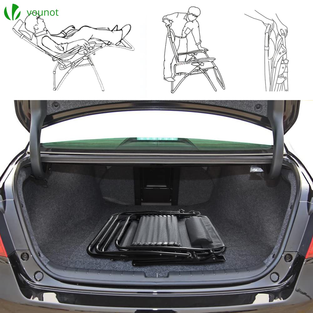 VOUNOT® Set of 2 Zero Gravity Sun Loungers, with Cup Holder and Phone Hoder, Adjustable Textoline Reclining Garden Chairs, Grey