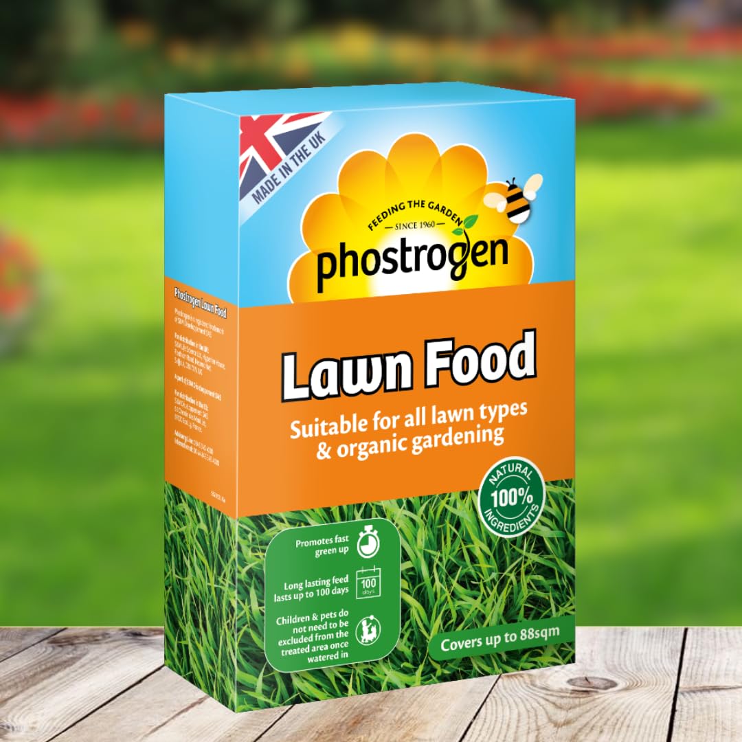 Phostrogen Organic Lawn Food, 3.5kg - Long Lasting Balanced Organic Lawn Feed - for a Thicker, Greener and More Durable Lawn - Growing Season and Autumn Feed - Lawn Nutrition - Garden Care