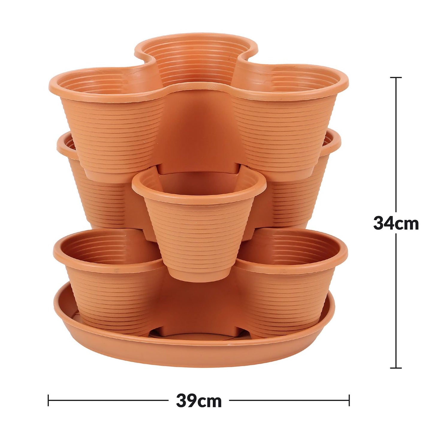 Taylor & Brown 3 Tier Stackable Strawberry, Herb, Flower, and Vegetable Planter - Vertical Growing Garden Tower Indoor/Outdoor Planters Tri-Pot (Terracotta)