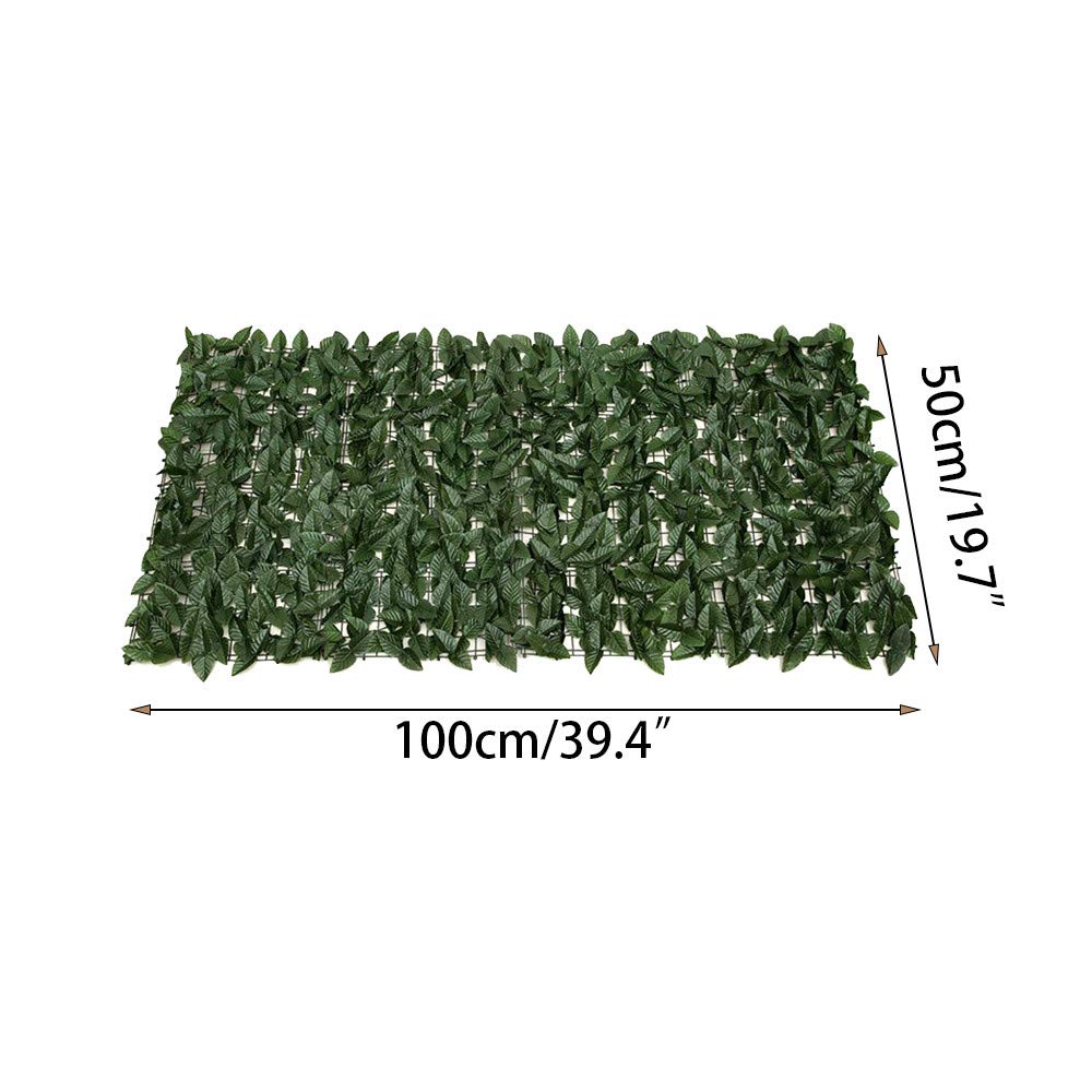 Esoes 2pcs Artificial Hedge Roll, Fence Screening Trellis with Artificial Leaves, Artificial Ivy Privacy Fence, Garden Screening for Balcony Garden Decoration-Dark Green(0.5M*1M)