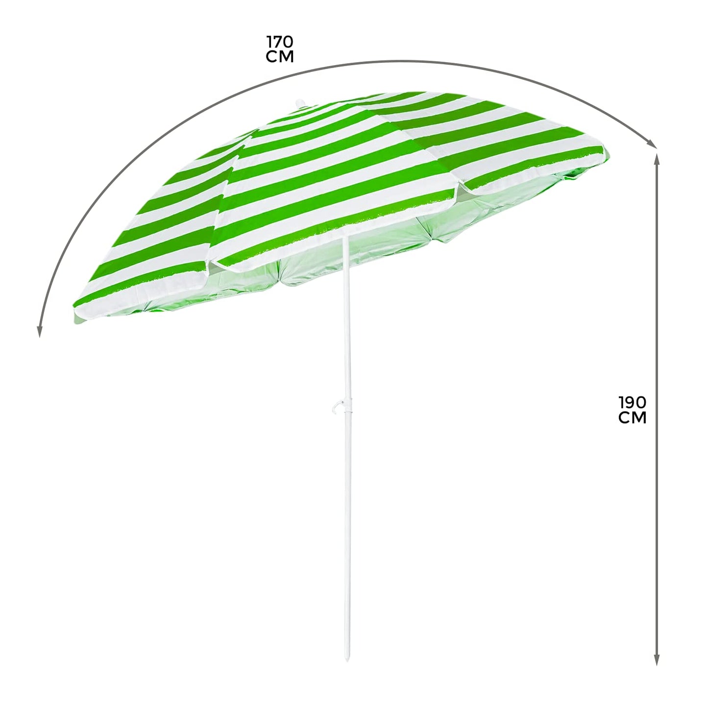 Crystals 1.7m Garden Parasol Outdoor Tilt Umbrella, Parasol UV Canopy Patio Sun Shade Umbrella for Garden (Green)