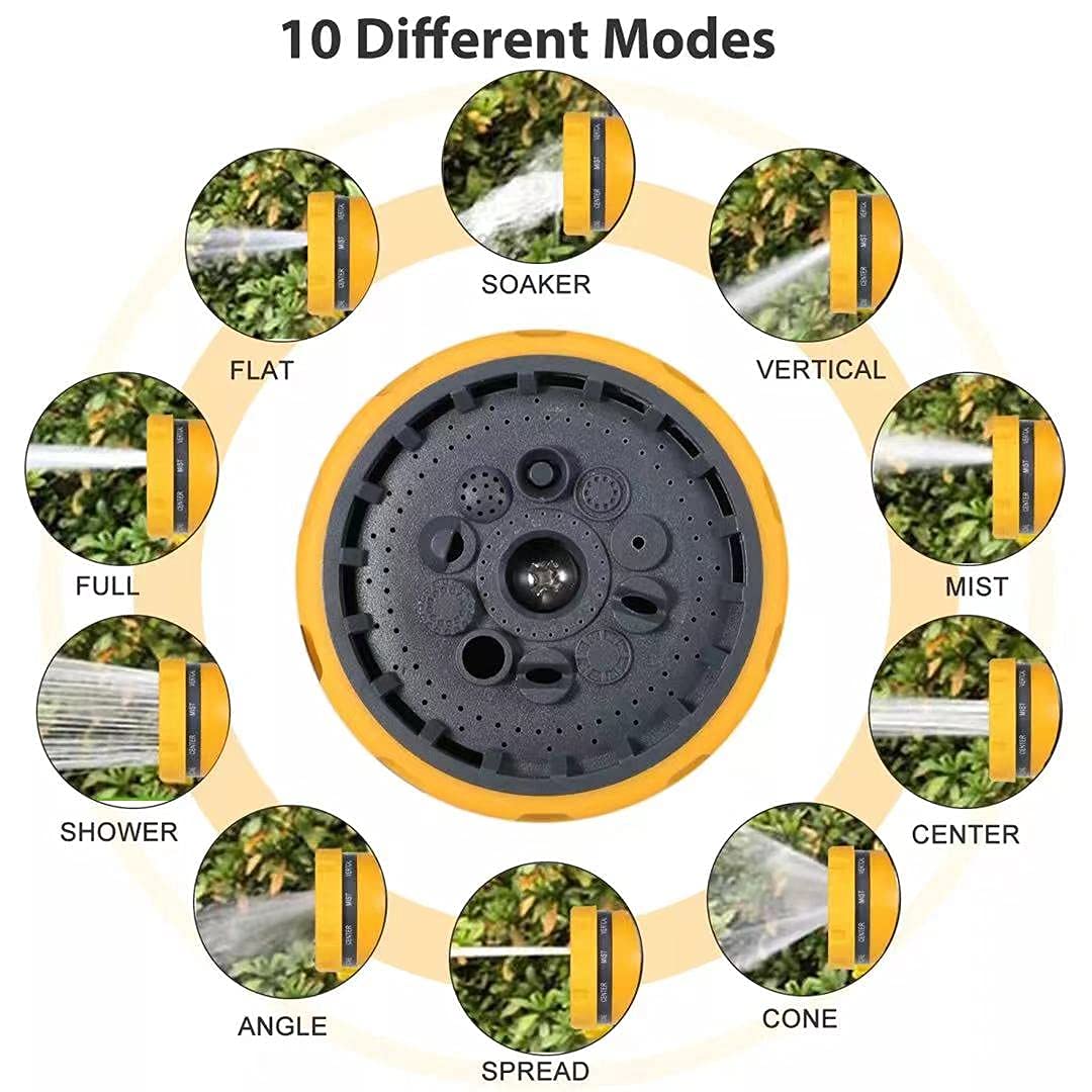 Garden Hose Pipe Spray Gun,10 Adjustable Patterns Hose Nozzle, High-Pressure Anti-Slip Water Gun for Plants & Lawns Watering, Car & Bike Washing and Pets Bathing