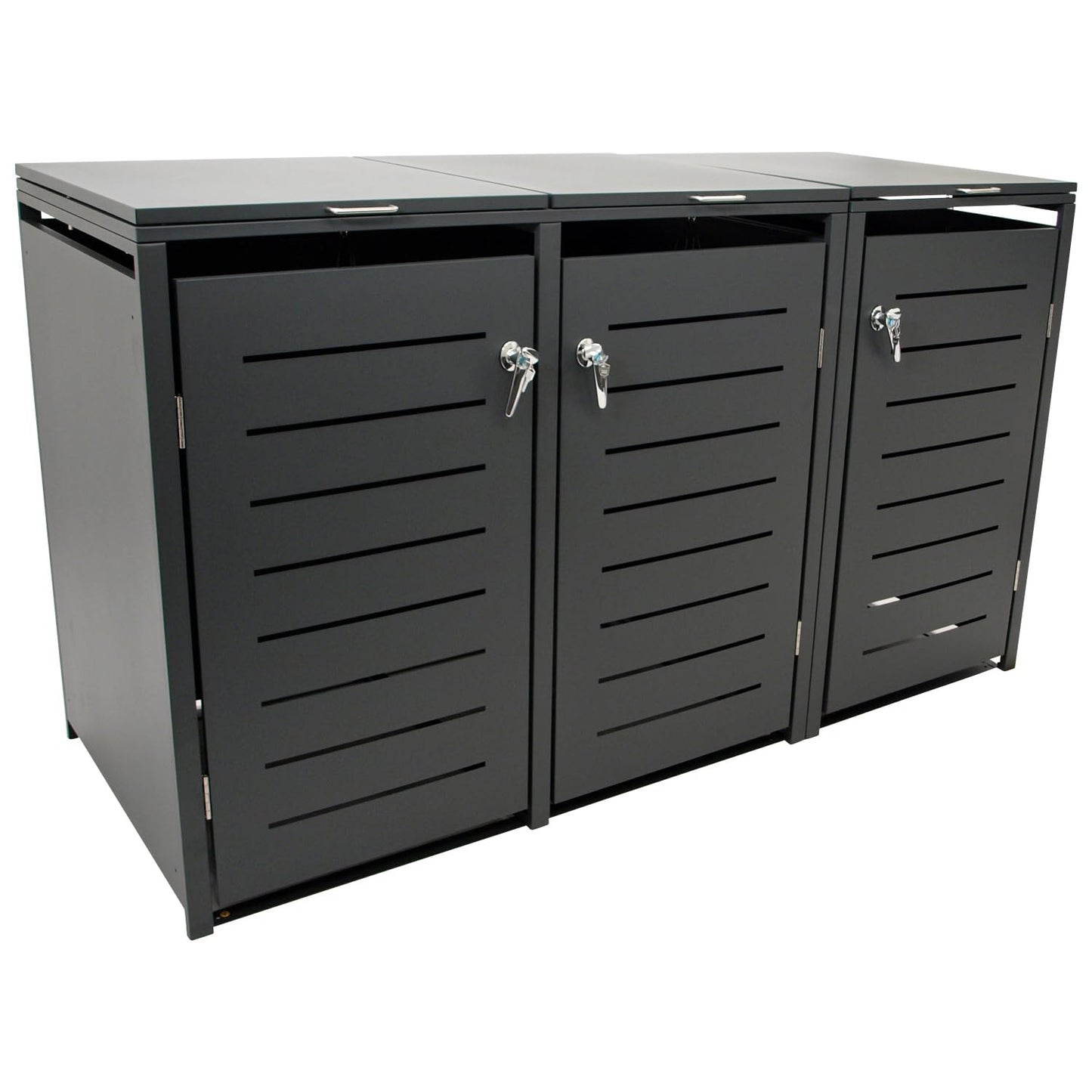 DEGAMO Cologne Wheelie Bin Box for 3 x Bins 120 and 240 Litres Galvanised Steel Anthracite