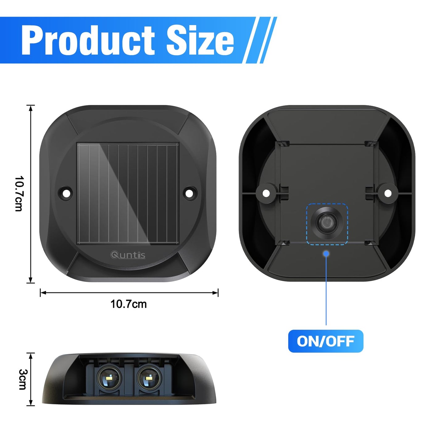 Quntis Solar Decking Lights 4 Pack, Warm White Solar Ground Light IP65 Waterproof, Pressure Resistant 3 Tons Driveway Lights for Stair Garden Step Pathway Walkway Patio Front Door