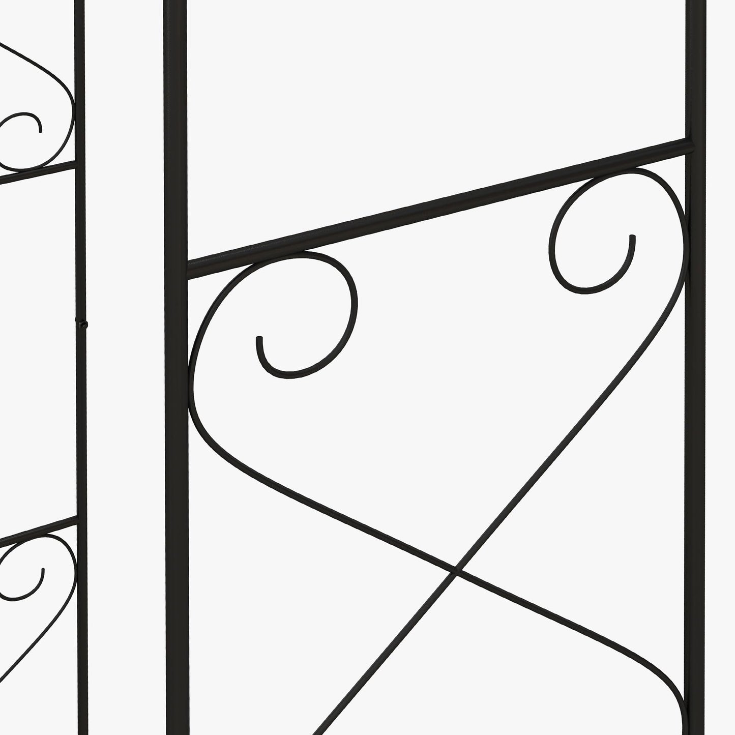 Outsunny Outdoor Garden Arch with Double Gates, Metal Garden Arbor for Climbing Plants, Roses, Vines, Wedding Arch for Outdoor, 114L x 36W x 232H cm, Black