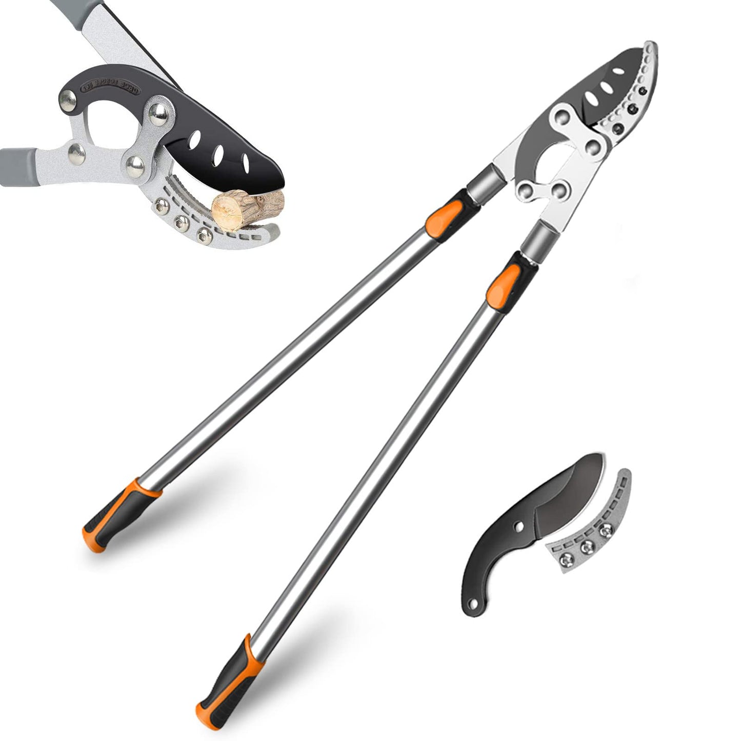 AIRAJ Telescopic Loppers 70-103CM, Loppers Heavy Duty, with Replacement Blades,SK-5 Steel Blade and Teflon-Coated,Six-Way Adjustable Handle,Professional Tree Loppers