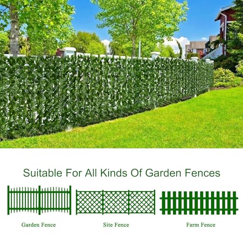 SUNJULY Artificial Ivy Privacy Fence Screen, Expandable Artificial Hedges Fence and Faux Ivy, Garden Privacy Screening Wall Panel Vine Leaf Decoration, UV Resistant (1M*3M)