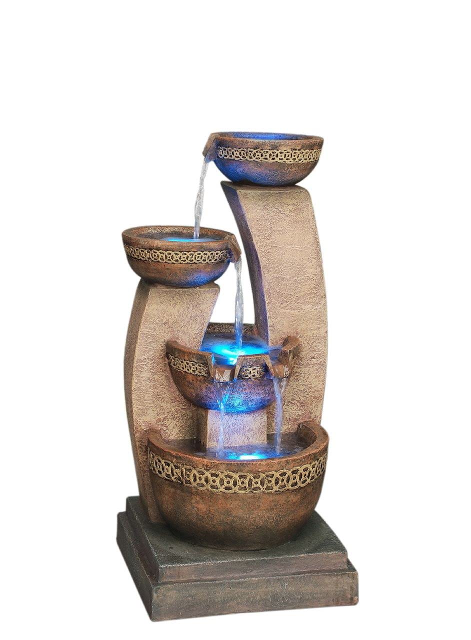 Kanthoros Mains Powered Water Feature With Water Tablets With Cover,Waterfall, Water Fountain, Garden Decoration, Garden Feature