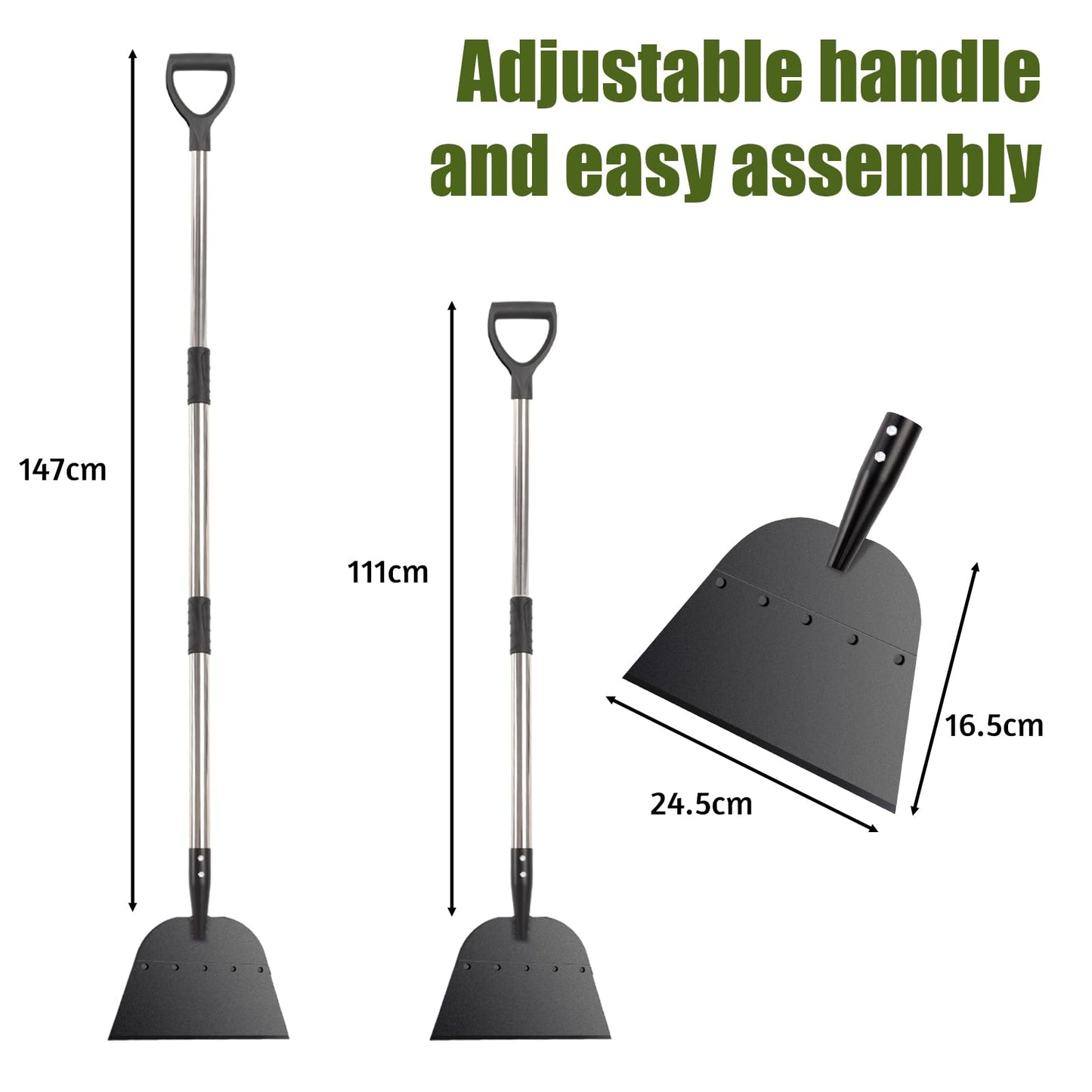 Garden Tools Weed Shovel with Adjustable Handle, Multifunctional Outdoor Garden Cleaning Shovel Scraper, Weed Remover Tool, Heavy Duty Ice Snow Removal Tool
