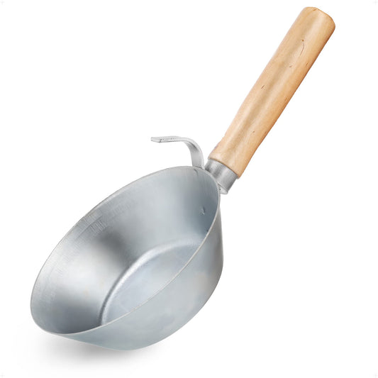 BILBAU Masonry Bucket Scoop or Dipper Bucket - for Plastering & Walling, Easy Mortar Application, Sturdy Steel, Wooden Handle, Highly Durable & Wear Resistant