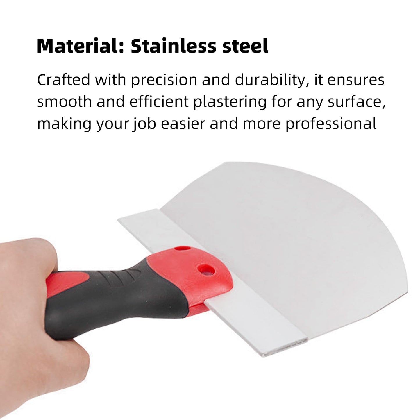 IUSOT Scraper Blade Bucket Scoop, Bucket Trowel, Stainless Steel Bucket Scoop for Paint, Curved Contoured Blade Soft Comfort Grip Handle for Decorating, Filling, Drywall, Plaster, DIY Projects