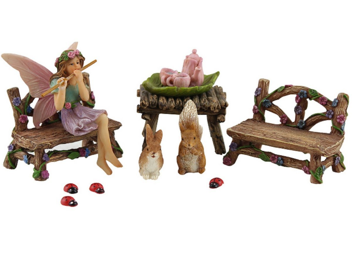 PRETMANNS Fairy Garden Fairy - Fairy Garden Accessories - Miniature Garden Fairies - Small Fairy Figurine for Outdoor Miniature Garden with Fairy Furniture, Squirrel & Bunny 14 Piece