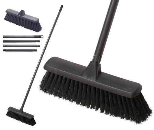 Fit For The Job Soft Indoor Sweeping Broom, Soft Broom Ideal For Laminate, Vinyl, Wooden Floor, Tiles, Soft Floor Brush, Indoor Sweeping Brush with Handle