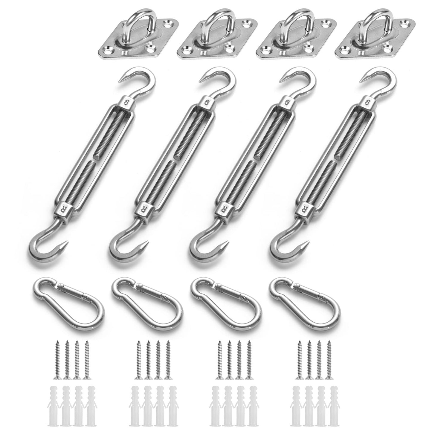 HOMPER M6 Awning Attachment Set, Heavy Duty Sun Shade Sail Stainless Steel Hardware Kit for Triangle and Square, Rectangle, Sun Shade Sail Fixing Accessories