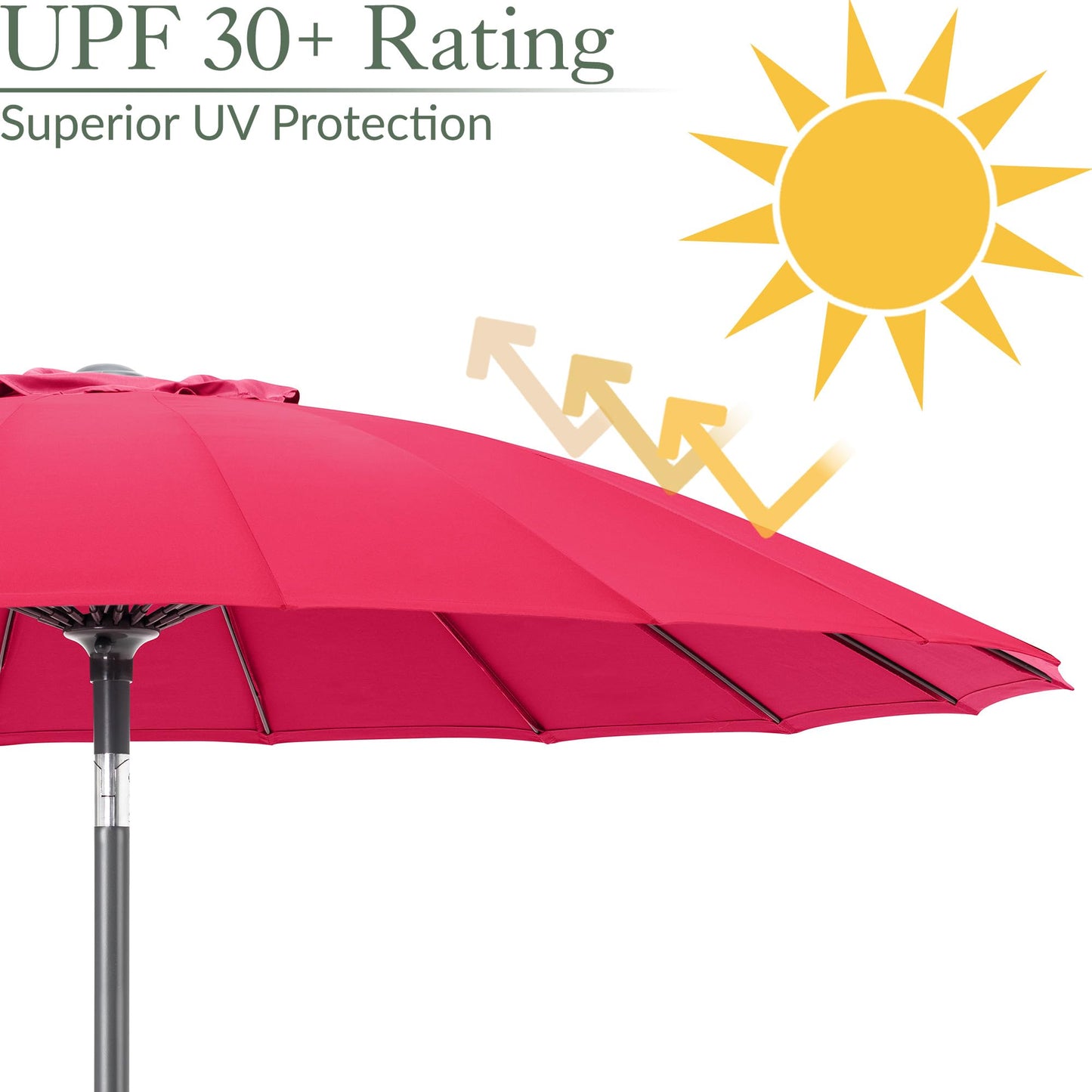 Shanghai Parasol Garden Umbrella Adjustable Tilting Sun Shade with UV Protection and Crank 2m (Raspberry)