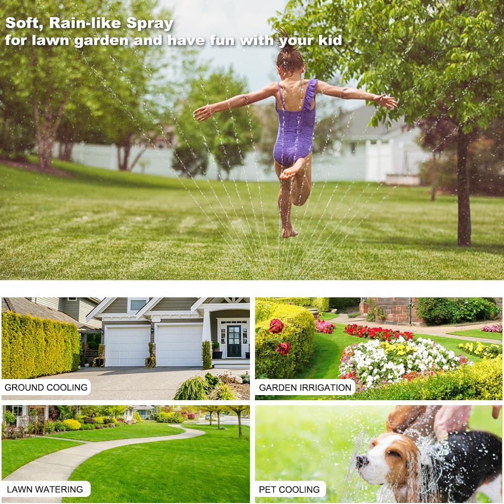 FANHAO Ring Base Sprinkler for Yard, 2 Pack Automatic Garden Sprinklers for Small to Medium Areas, 360 Degree Round Lawn Sprinklers with Gentle Water Flow for Lawn Grass Patio Irrigation