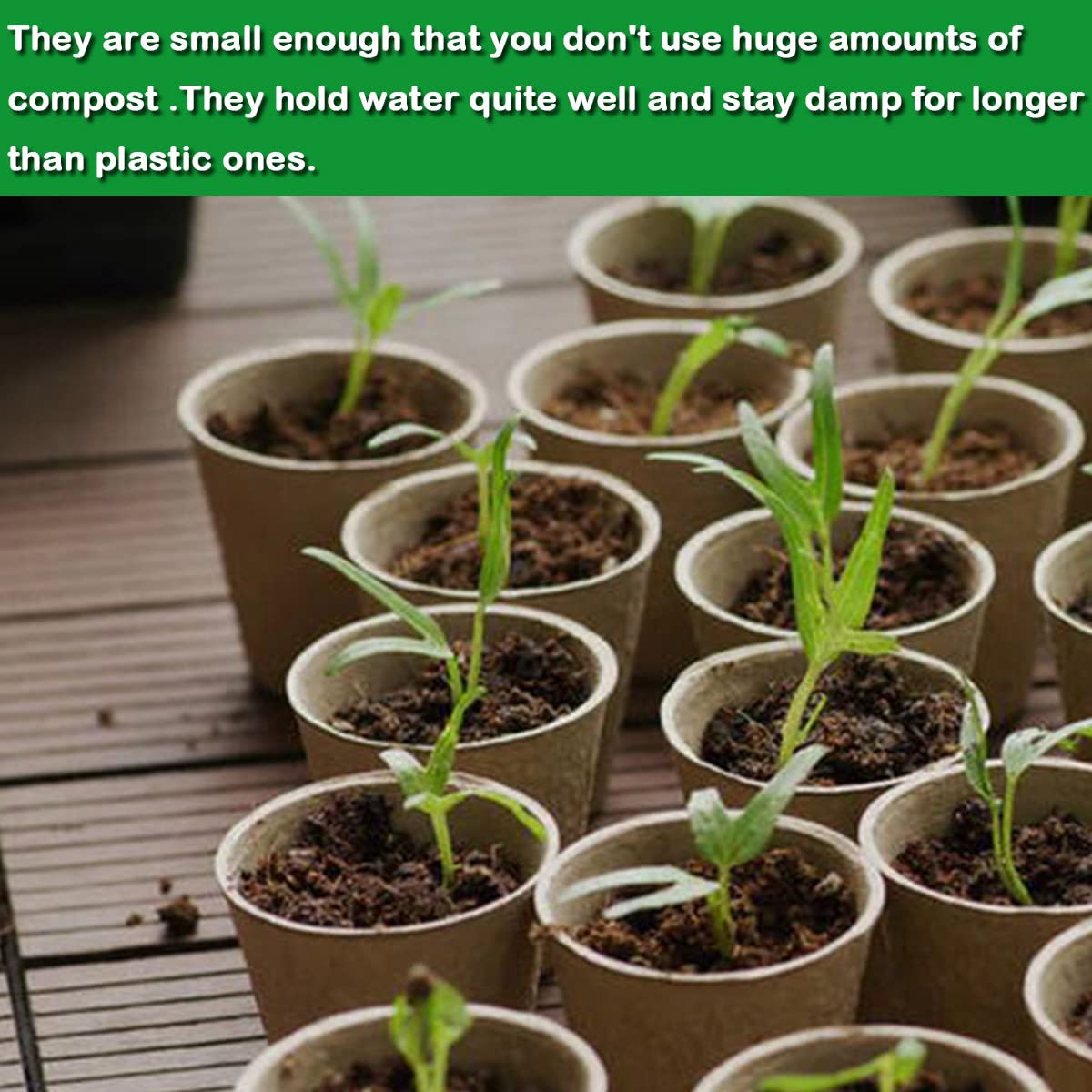 Abimars Biodegradable Fibre Seed Pots, 50 Pcs 8 cm Round Fibre Pots for Seedling with 50 Pcs Plastic Plant labels and Plant label pen