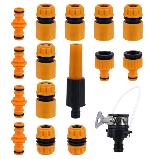 Garden Hose Connector Set | 4 Hose End Quick Connector 2 Hose Waterstop Connector 4 Double Male Hose Connector 2 Hose Tap Connector 1 Universal Faucet Connector 2 Hose Repair Connector 1 Hose Nozzle