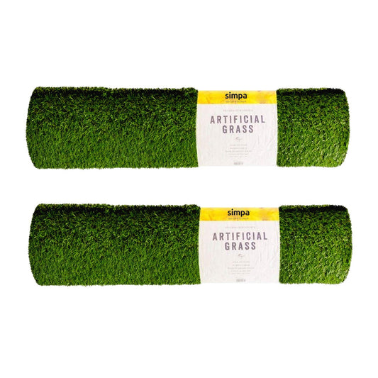simpa 2 x Quality Non Fade Artificial Grass Pile Roll - 4m x 1m / 13ft x 3.3ft - 20mm Pile Height - Astro Turf Fake Lawn - Tested for Extreme Weather Conditions.