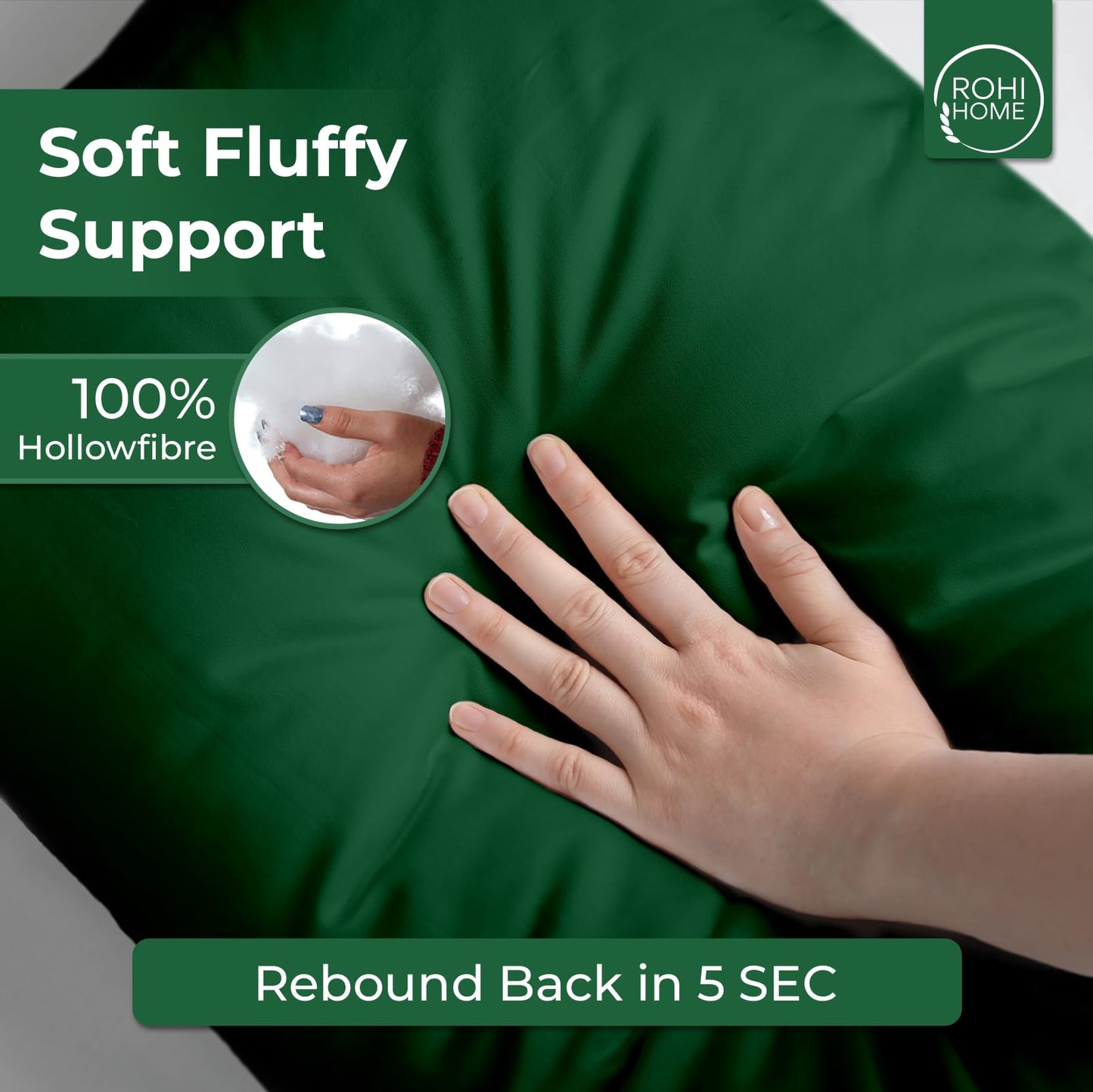 Rohi Waterproof Outdoor Cushions 2 Pack Filled – Decorative Waterproof Cushions for Garden, Patio, Couch, Tent, Balcony and Sofa (Dark Green, 18" x 18")