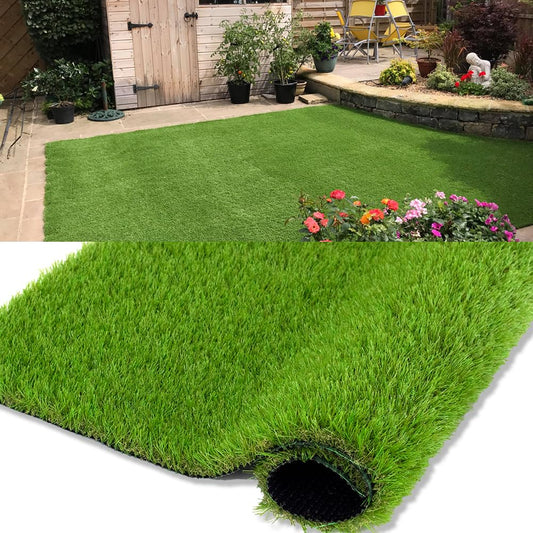 Petgrow Artificial Grass 35mm Realistic Turf Lawn Synthetic with Drainage Holes Dog Grass Mat Garden Backyard Patio Balcony (1M × 2M)