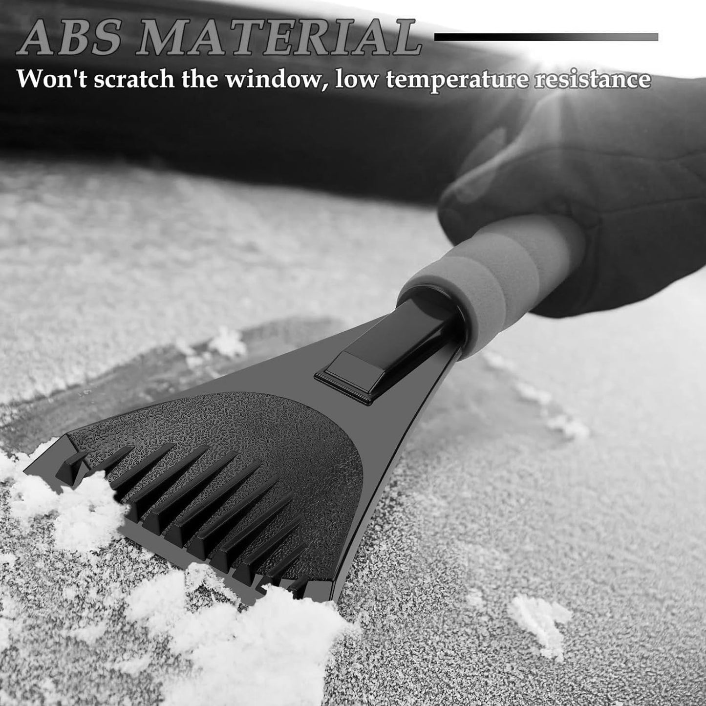 Hmseng Large Snow Shovel for Car Driveway, Lightweight Adjustable Portable Snow Shovel,D Shaped Handle design, for Garden, Camping, Snowman Playing and Emergency-Black