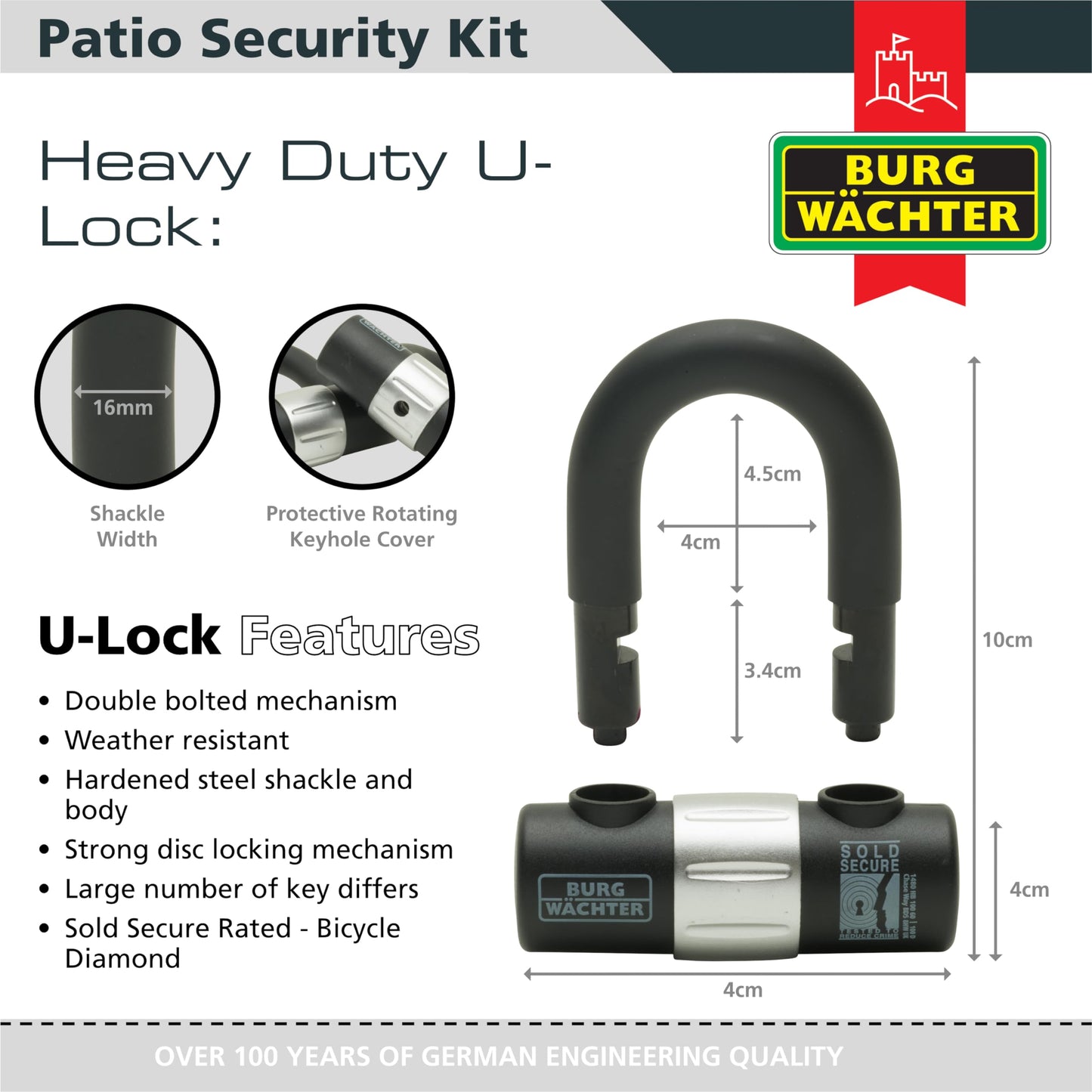 Burg-Wächter 4.5m Patio Security Kit, Black