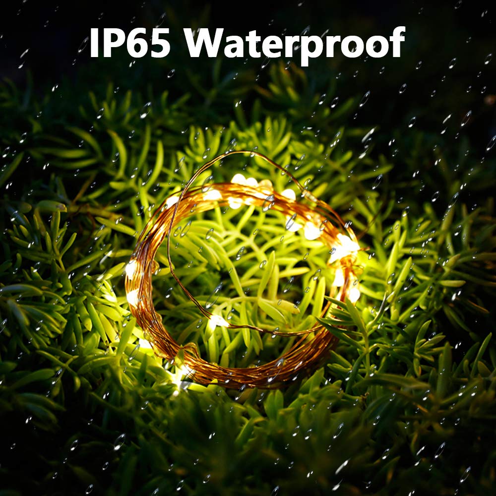 cshare Solar String Lights, 50 LEDs 2 Pack Powered Fairy Lights Outdoor 8 Modes 33 FT Solar Garden Lights,Waterproof for Yard,Pathway,Christmas Tree, Home, Wedding, Party Decorations(Warm White)