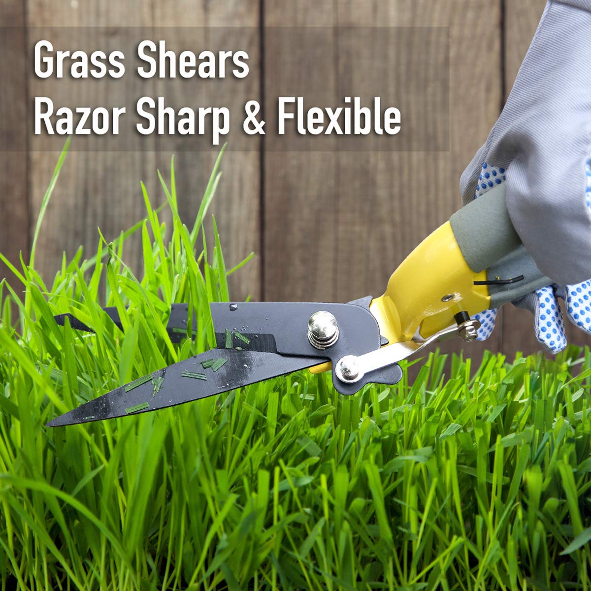 Jardineer Grass Cutter Manual with Sharp Blade, Hand Grass Shears, Smooth Cut Grass Shears with Non-Slip Grip, Garden Shears for Grass