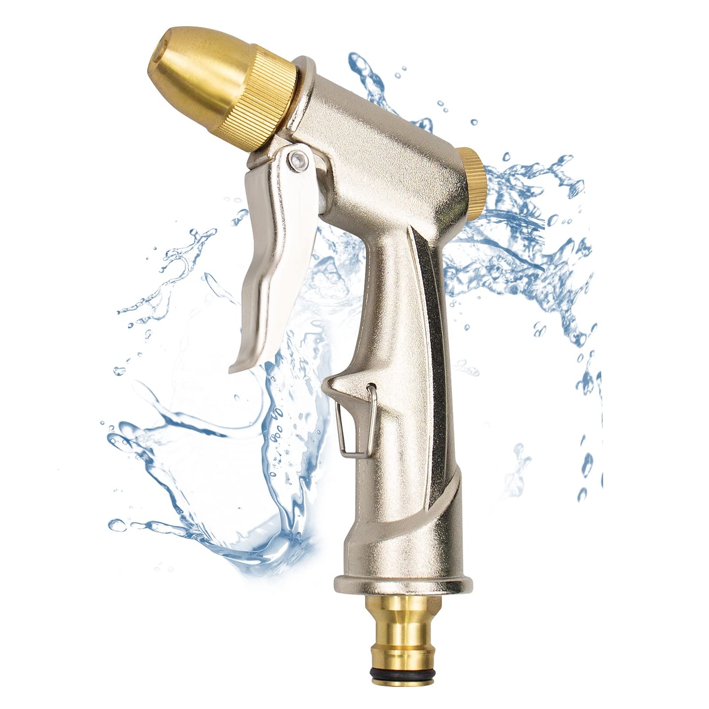 Garden Hose Spray Gun with Full Brass Nozzle 100% Heavy Duty Metal Water Gun Sprinkler High Pressure Water Hose Pipe Spray Gunzinc Metal Hand Watering Sprayer for Plants Watering, Car & Pet Washing