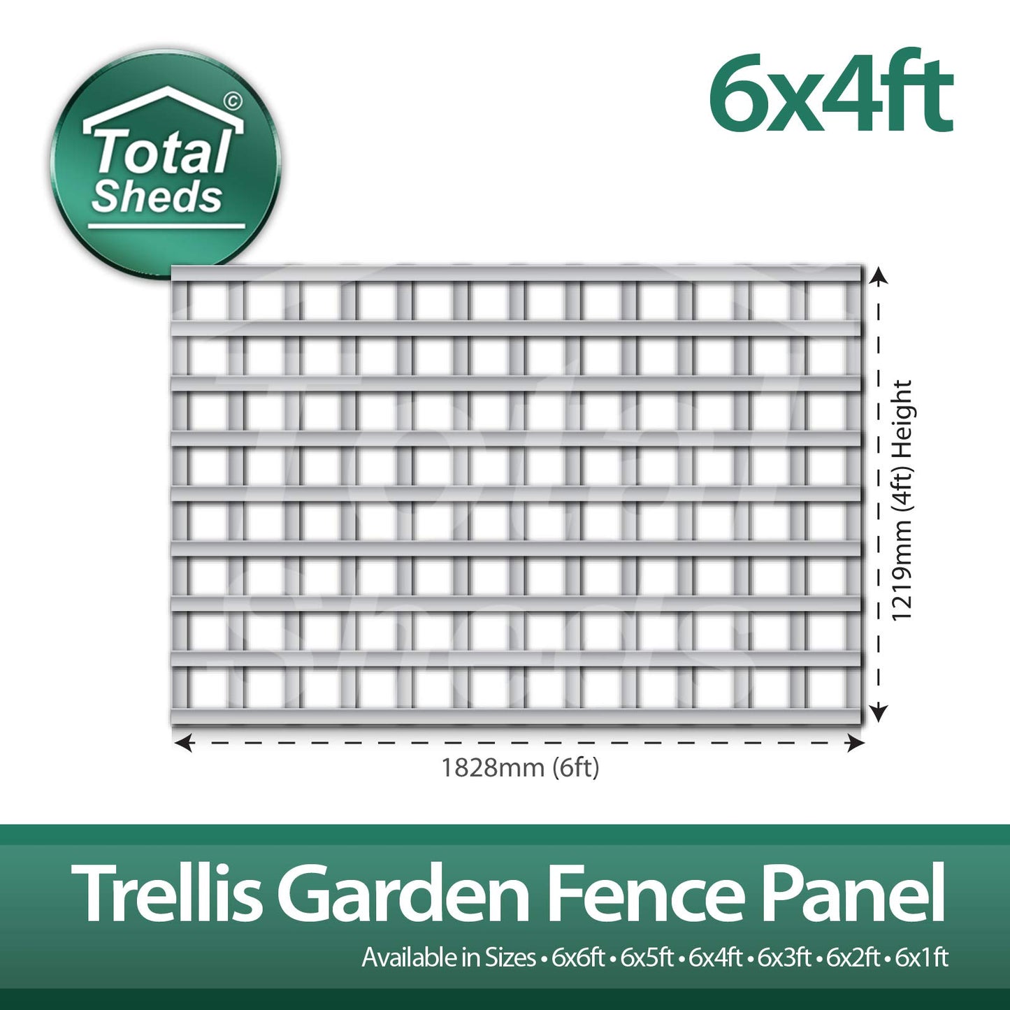 Total Sheds 6x4 (1.83m x 1.21m) 6ft x 4ft Wooden Square Trellis Fence Panels
