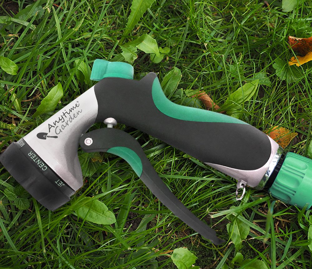 NO Leak Garden Hose Nozzle Spray Gun Heavy Duty, Metal Water Sprayer for Powerful Watering and Misting - 8 Pattern Spraying for Cleaning, Car Washes