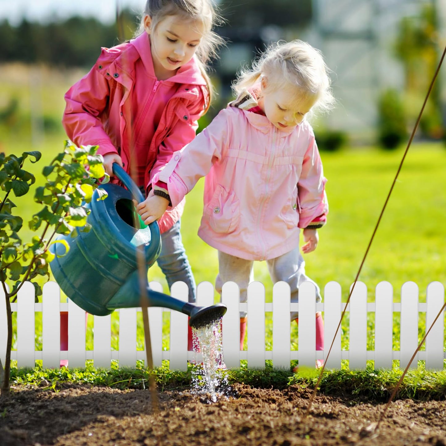 DOITOOL 5Pcs White Modern Plastic Garden Fence Panels, 50X30CM