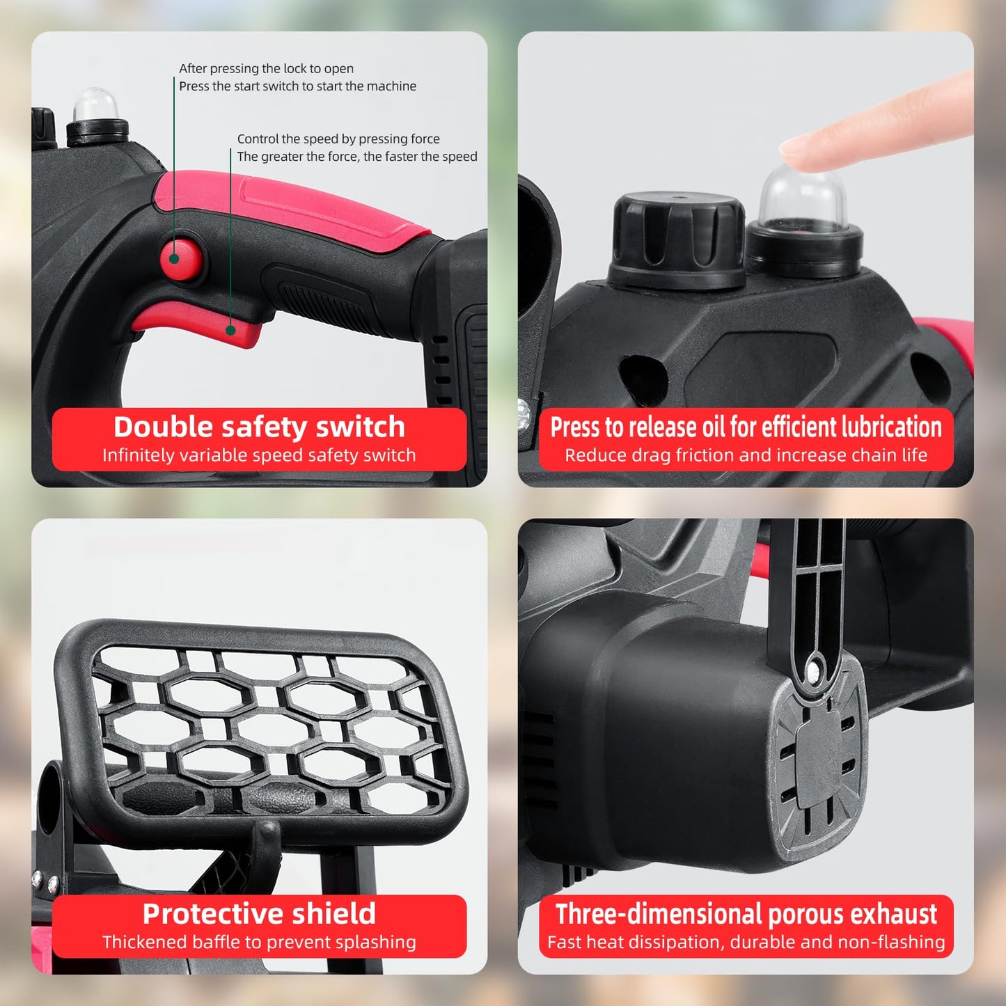 2000W Electric Chainsaw, 21V Cordless Chainsaw with Battery and Charger, 12in Powerful Electric Battery Chainsaw with 2 Chains, Chain Saw for Garden Tree Pruning, 4500rpm, 11m/s Chain Speed