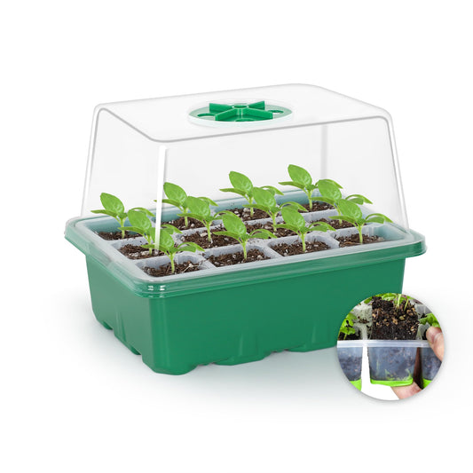 MIXC 6 Pack Seed Trays,72 Cells Seed Trays for Seedlings Reusable, Seed Propagator with Lids, Germination Trays Kit for Germination and Growth in Greenhouse,Garden,Dark Green