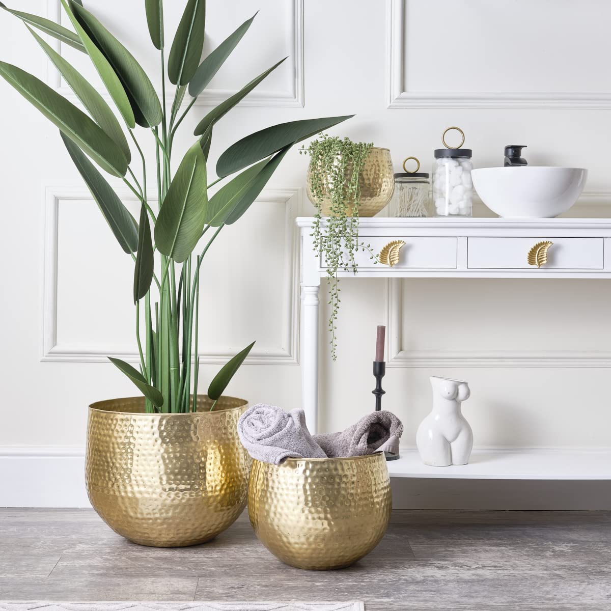 Gold Hammered Metal Planter 20cm x 20cm