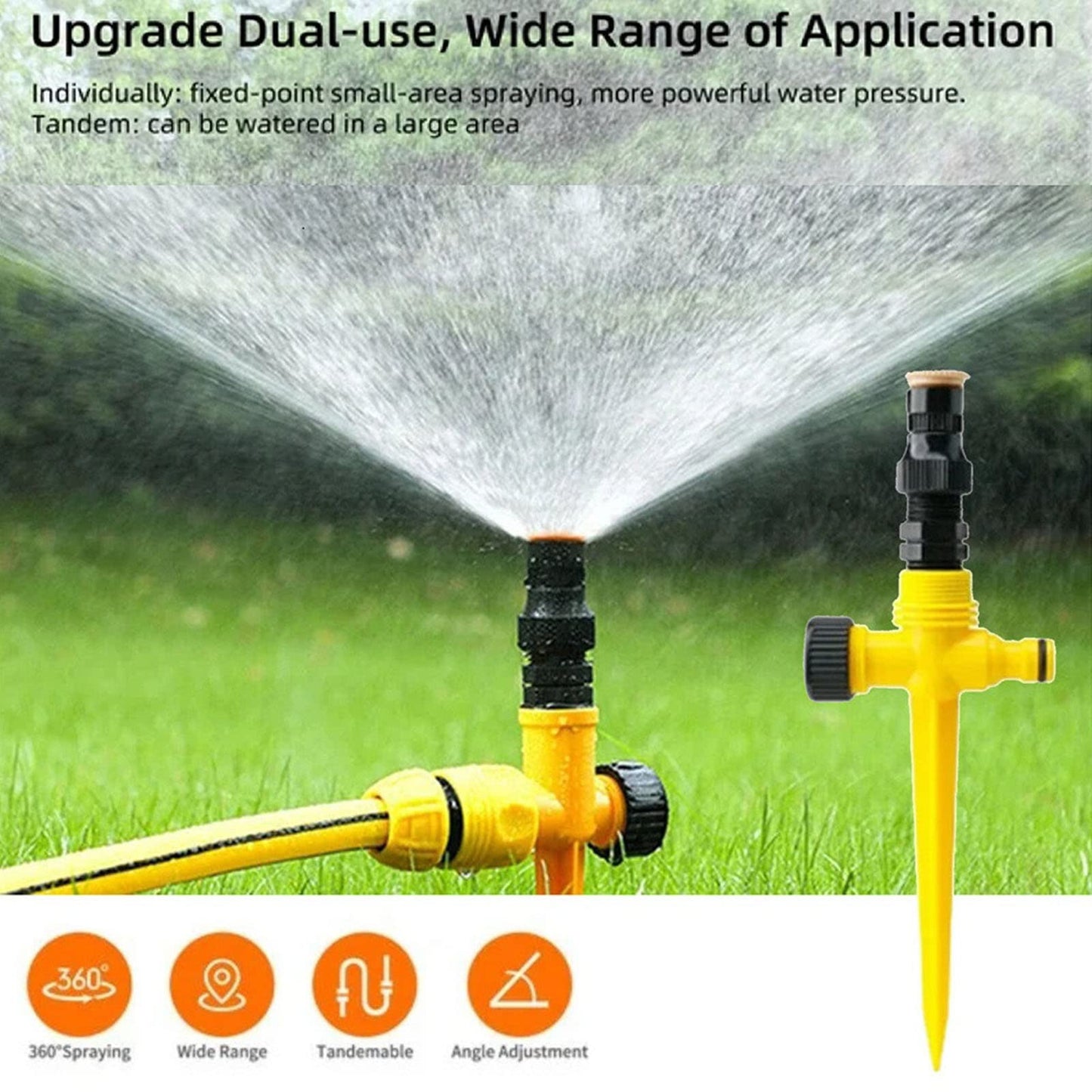 HMYCL Garden Sprinkler, 3PCS Automatic 360 Rotating Lawn Sprinkler Irrigation Sprayer System, Adjustable Lawn Water Sprinkler for Watering Plants Flowers Veggies Grass Lawn Plants