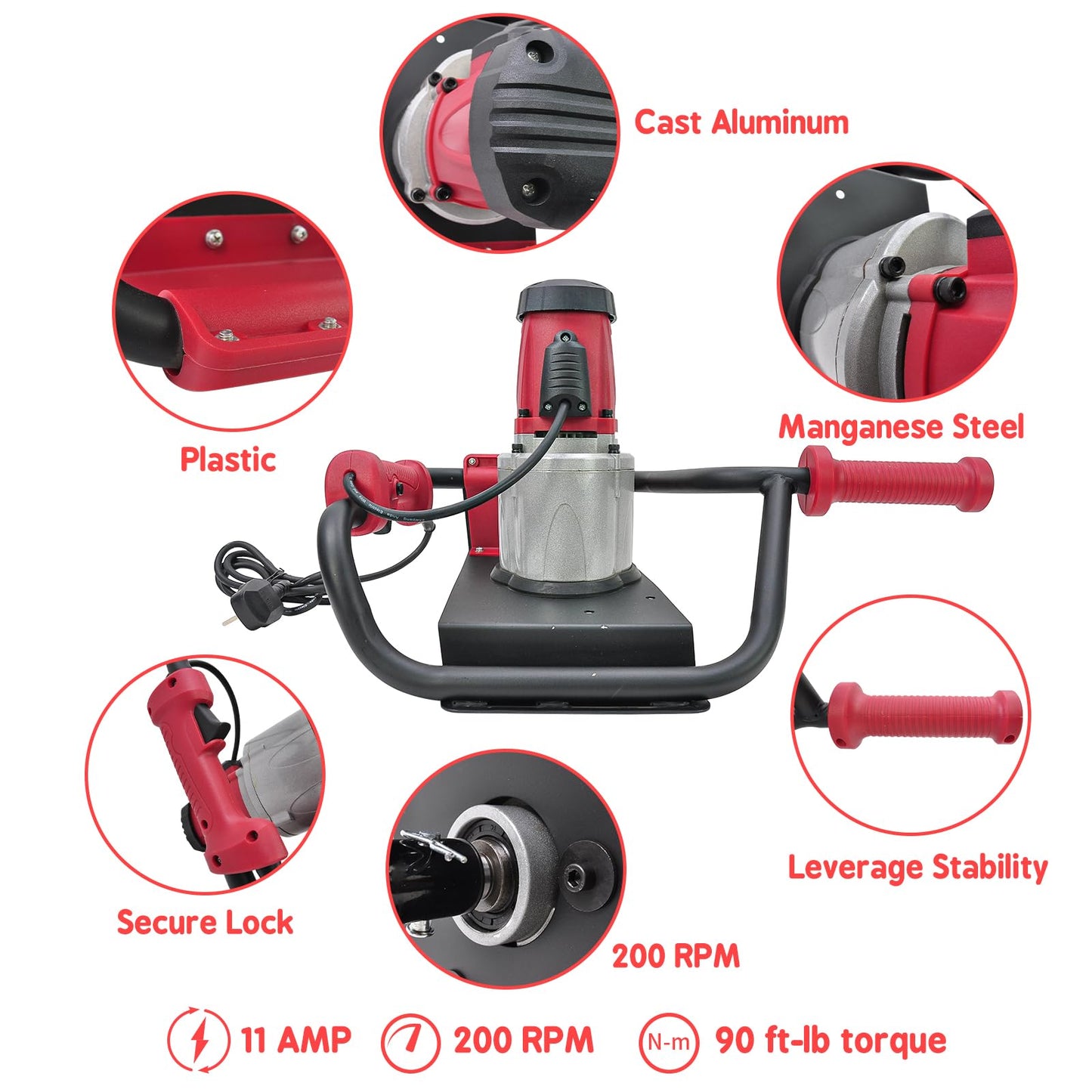 Voilamart Electric Post Hole Diggers, Fence Petrol Earth Auger Post Hole Diggers Earth Auger Drill