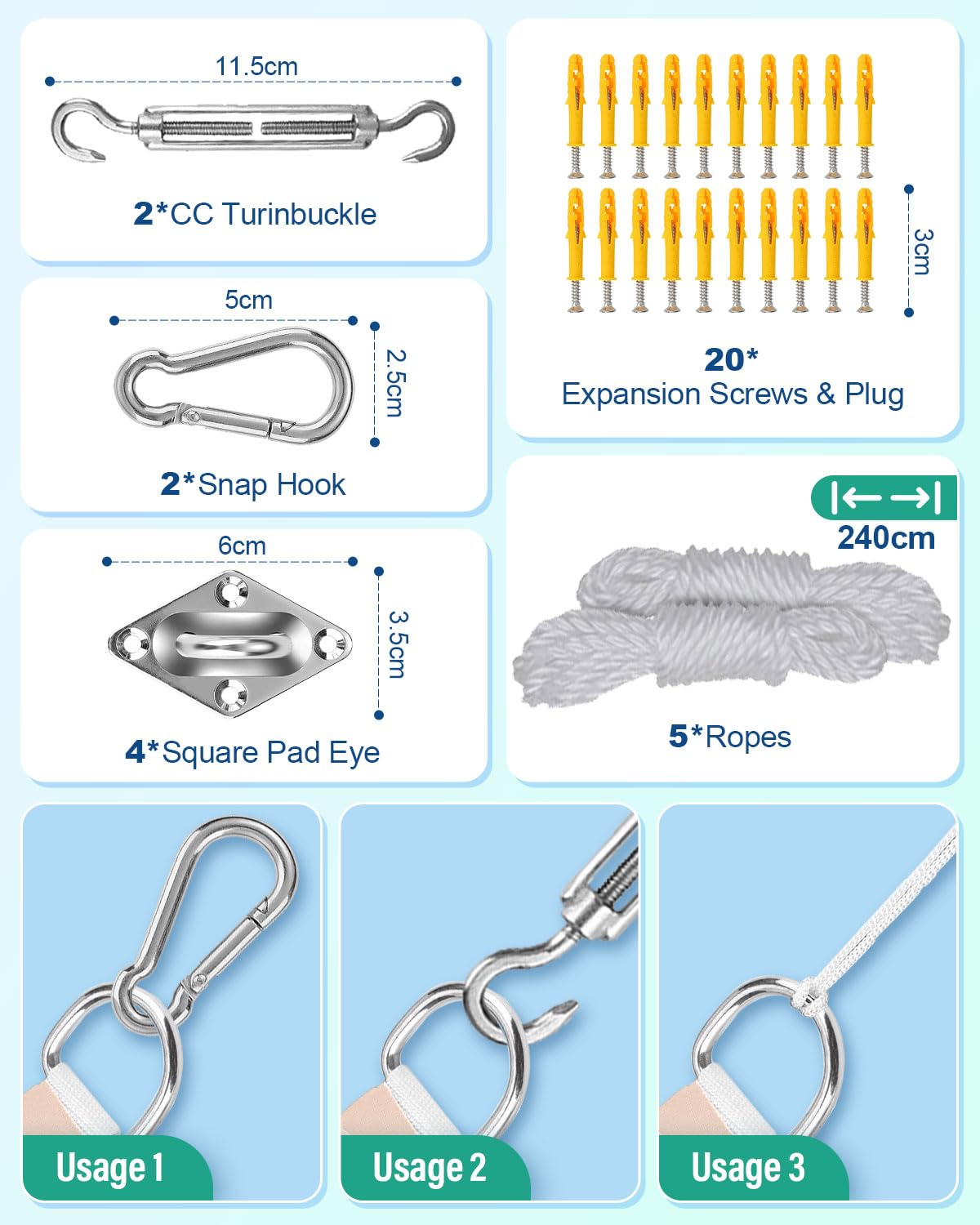 3x4m Premium Sun Shade Sail Rectangle, 420D Waterproof Fabric, 95% UV Block, Includes Free Rope and 304 Stainless Steel Fixing Kit, Perfect for Backyard, Garden, Patio, Yard, and Parties (Yellow)