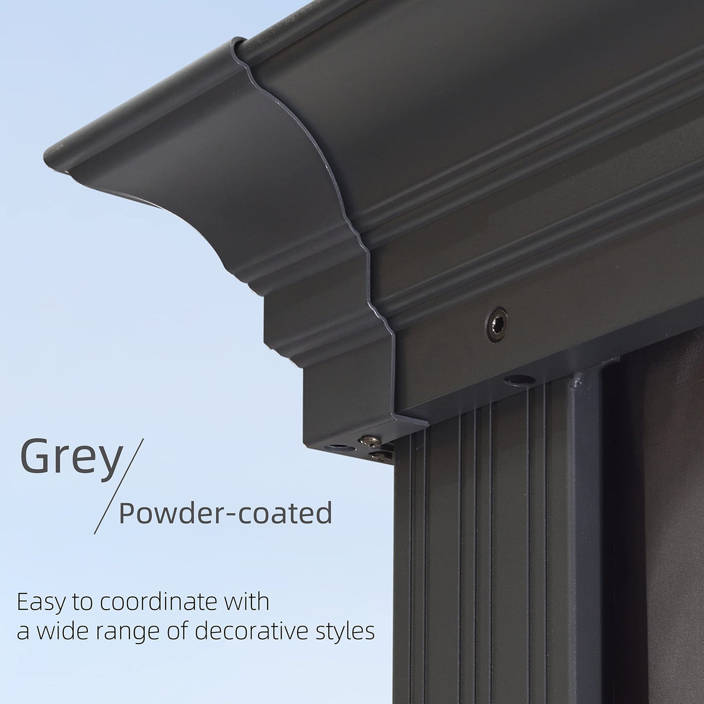 PURPLE LEAF 3m x 4.25m Hardtop Gazebo Double Layer Roof with Ventilated Top and Built-in Drainage System Equipped with Curtains and Nettings Modern Elegant Design for Garden