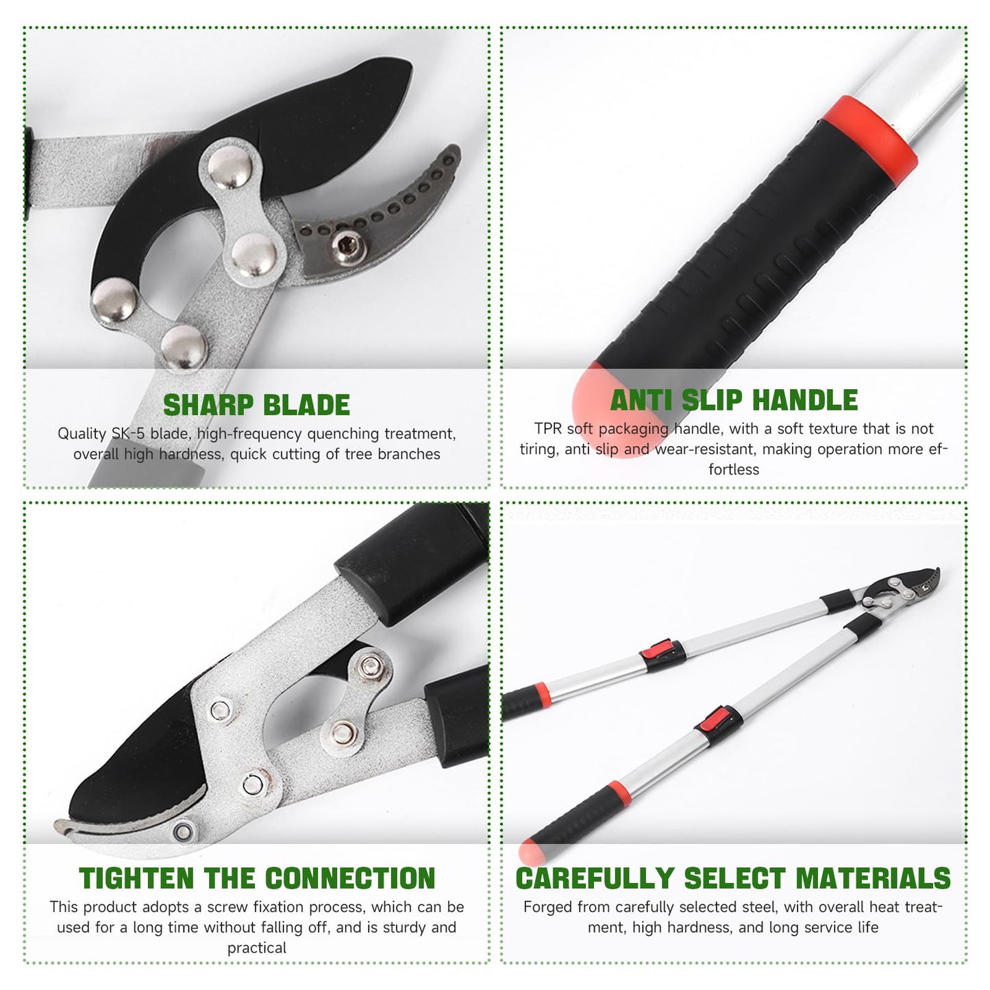 Professional Anvil Branch Lopper, Heavy Duty Tree Cutter Trimmer, Premium Compound Action Lopper with Telescopic Handles, Sharp SK5 Steel Blade, Extendable Garden Cutters, 21 to 30 Inches