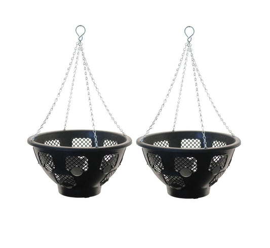 (Set of 2) 14" Easy Bloom Hanging Baskets Large Outdoor Garden Flower Planter