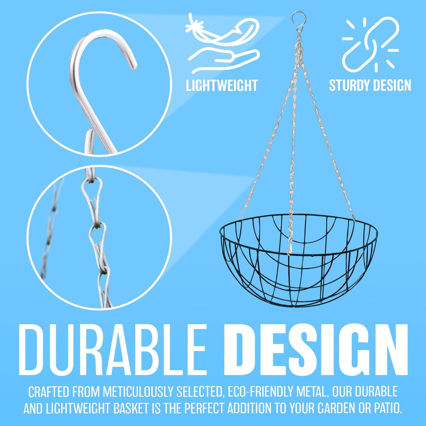 BARGAINSGALORE Set of 2 Natural Hanging Basket - Decorative Flower Plant Pot, Garden | Flower Plant, Pot Garden for Indoor & Outdoor, Home, Garden, Patio, Balcony