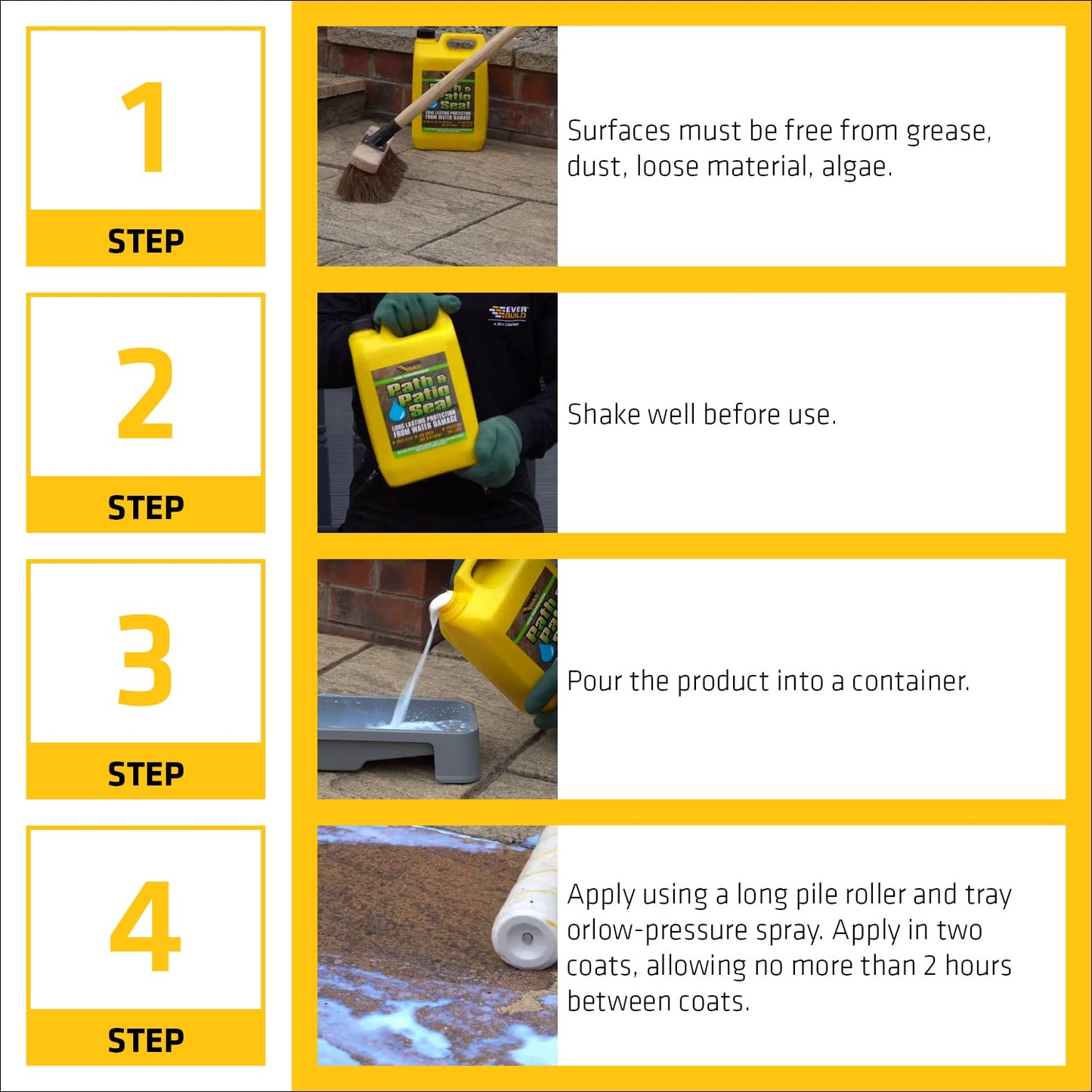 Everbuild 405 Path & Patio Seal | Long Lasting, Solvent Free & Acrylic Coating for Paths, Patios, Natural Stone & Block Paving - 5 Litre