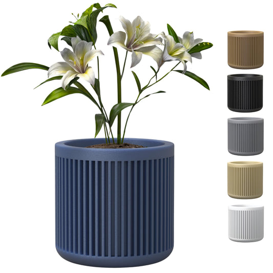 SPACE & Co. - KOI Indoor Plant Pot | Plant Pots Made from Recycled Plastic | Home Décor Small, Round, Modern, Recyclable Plant Pot Container (NAVY, Small)