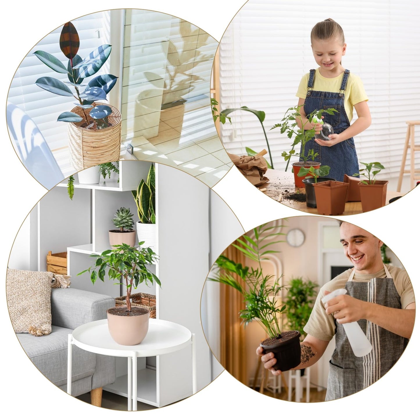 4 Pcs Plant Pot Grid Plant Pot Soil Guard Plant Pot Cover with Deep Stakes Cuttable Flower Pot Soil Cover Protectors Flower Pot Cover Cat Digging Stopper Plant Grid Pot Cover for Indoor Plants