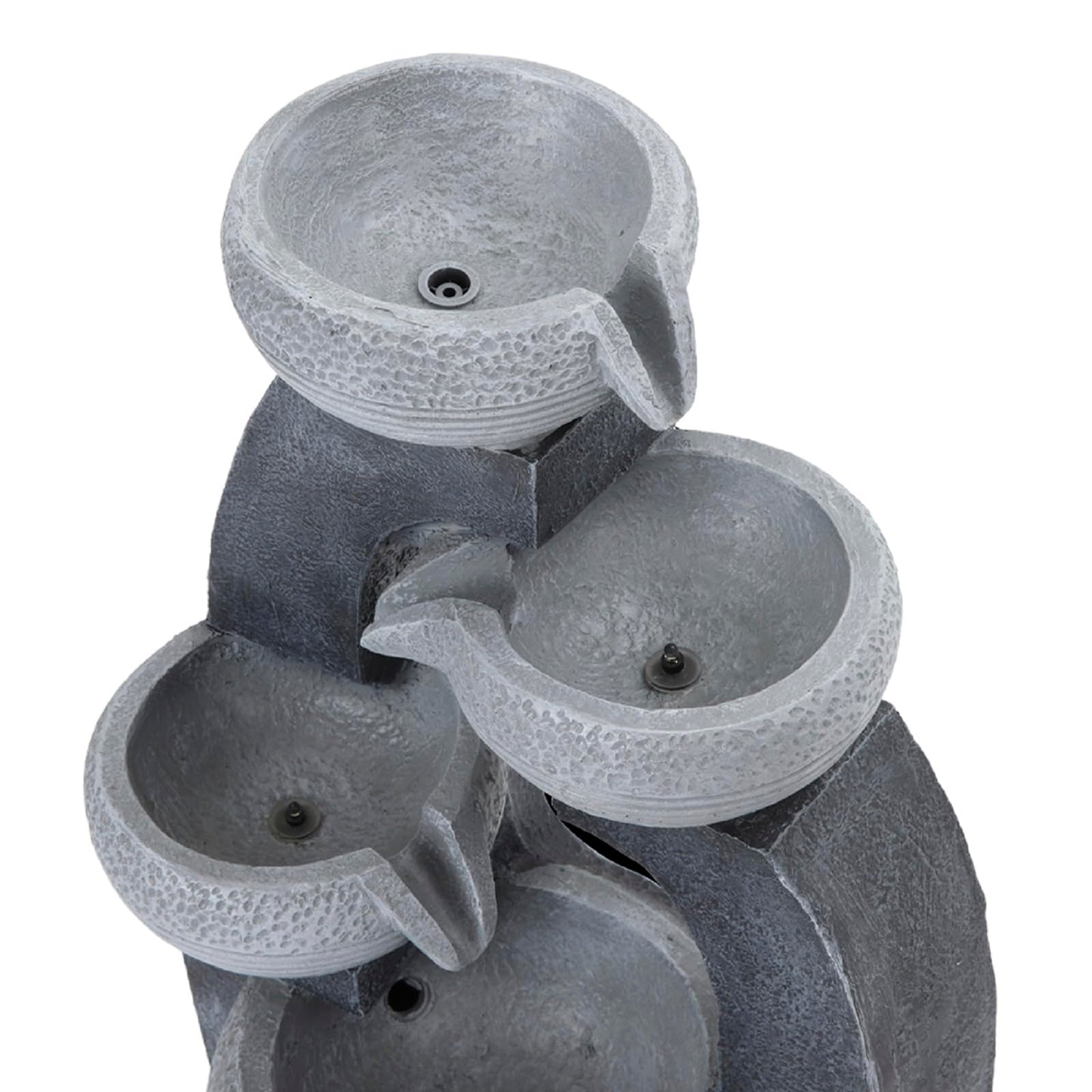 BTGGG Solar Powered Water Feature - 4 Tier Patterned Bowl Cascading Solar Water Feature Solar Water Fountain Outdoor Garden Water Feature with Lights and Pump For Patio Yard Decor