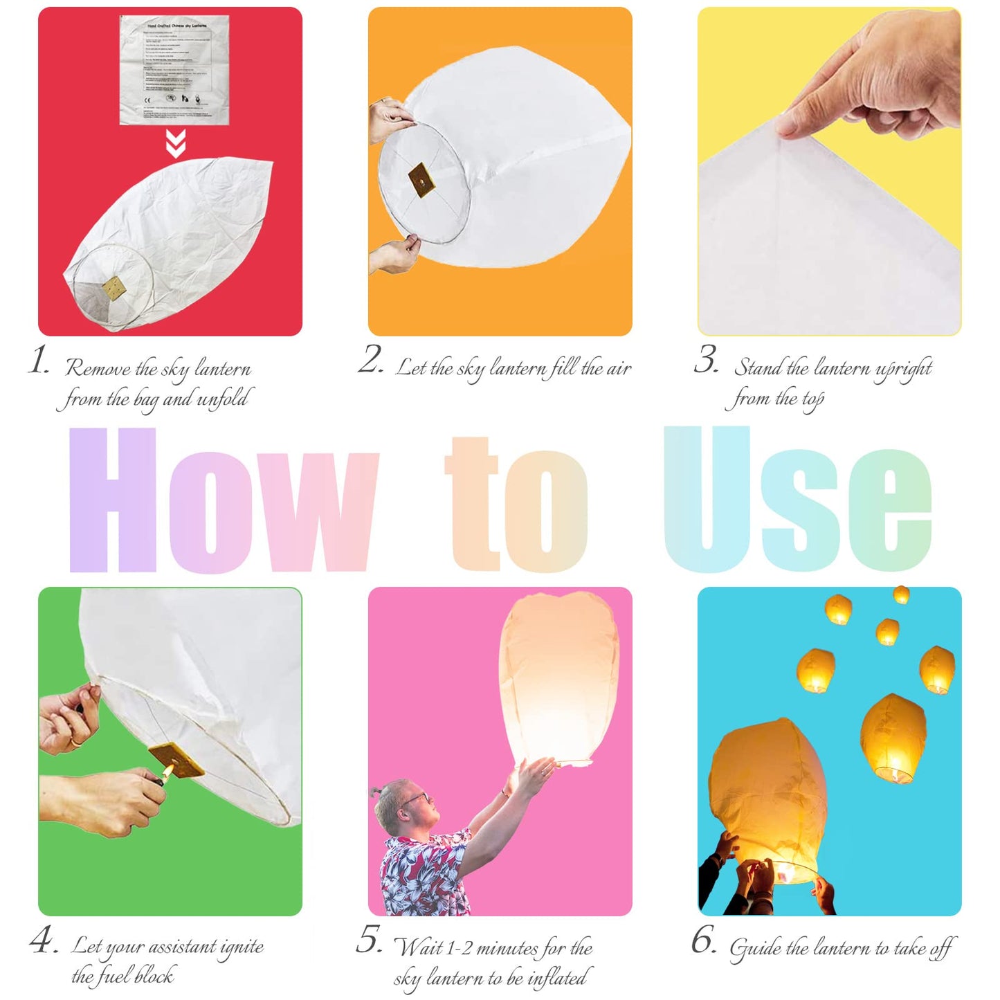 Chinese Sky Lanterns (8 Pack) 100% Biodegradable No Assembly Required - Beautiful Lantern for Weddings, Birthdays, Parties,Memorials and Much More